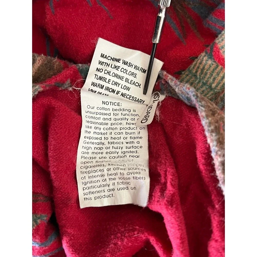 L.L. Bean Pinecone Lodge Pillow Shams 2pc Set STANDARD Red Cotton Flannel Cabin